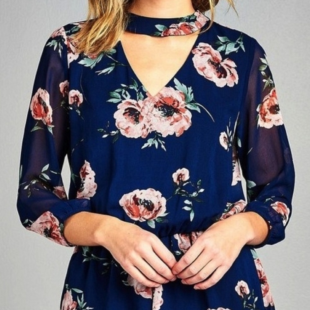 Floral choker romper